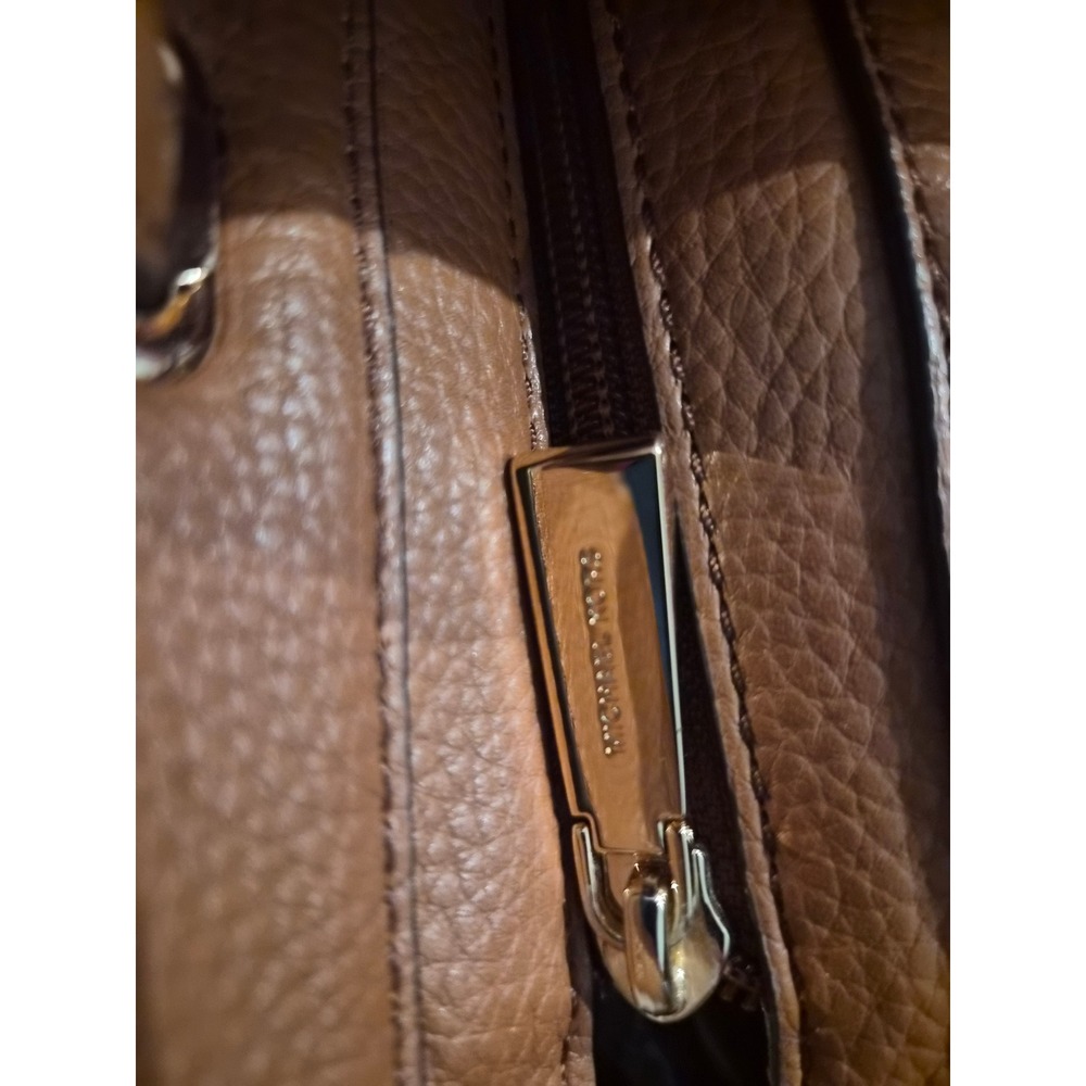 Michael Kors Bedford Medium Pebbled Leather Pocket Tote Bag Acorn Brown Gold - Picture 8 of 13